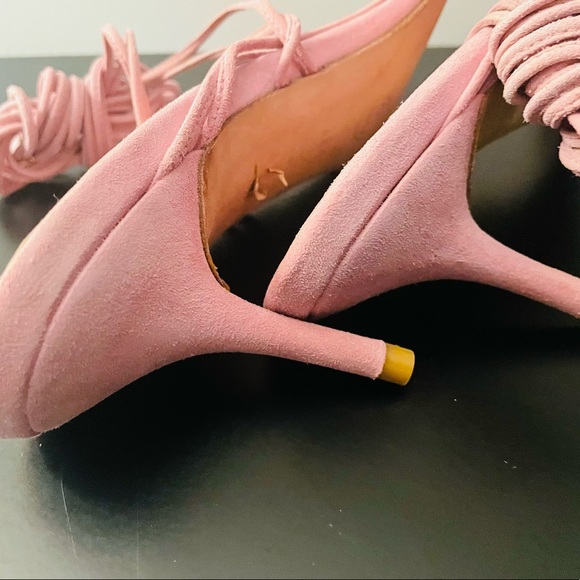 Chanel Pink Suede Lace Up Size 38.5 Sandals (Size 8) - Picture 4 of 8